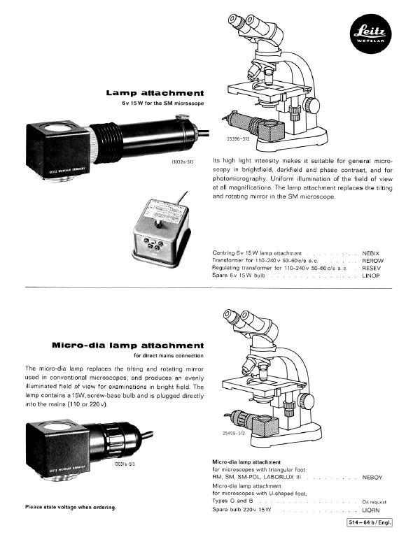 Leitz Microscope Manuals and Brochures Page 5 of 6