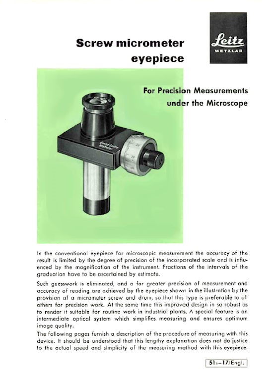 Leitz Screw Micrometer Eyepiece