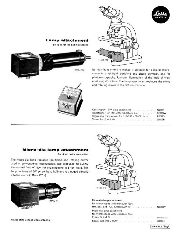 Leitz Microscope Lamp Attachments