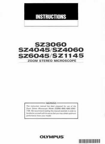 Olympus SZ3060-SZ4045-SZ4060-SZ6045-SZ1145 Microscope Instructions