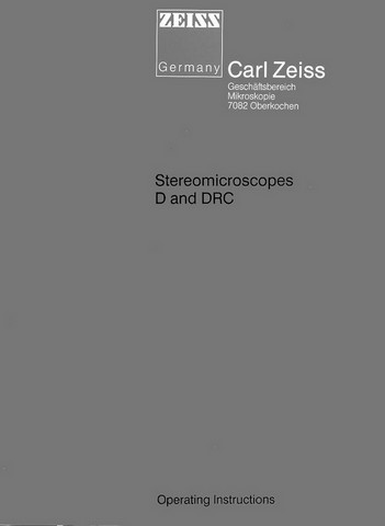 Zeiss D and DRC Stereomicroscope Instructions