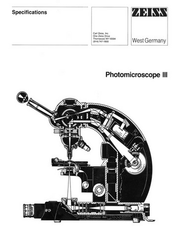 Zeiss Photomicroscope III Specs and Accessories