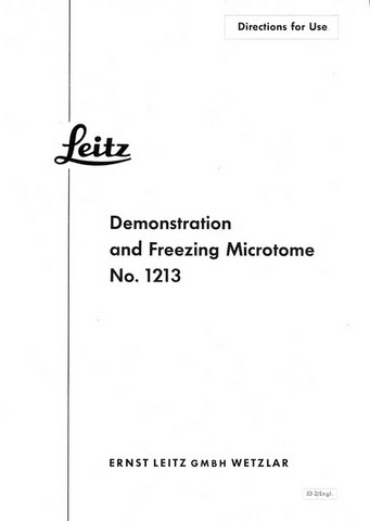 Leitz 1213 Microtome Manual