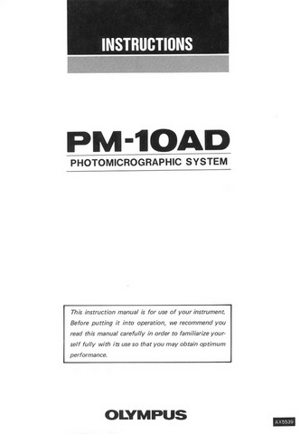 Olympus PM-10AD Photomicrographic Instructions
