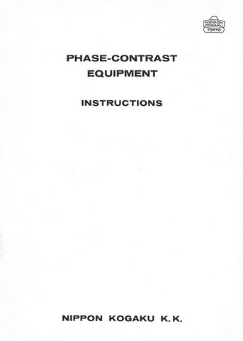 Nikon Microscope Phase Contrast Equipment Instructions