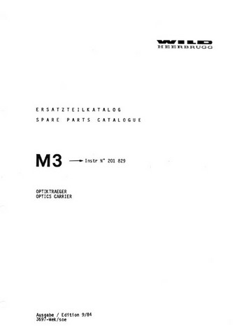 Wild M3 Optics Carrier Spare Parts Catalogue