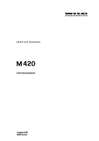 Wild M420 Photomakroskop Service Manual