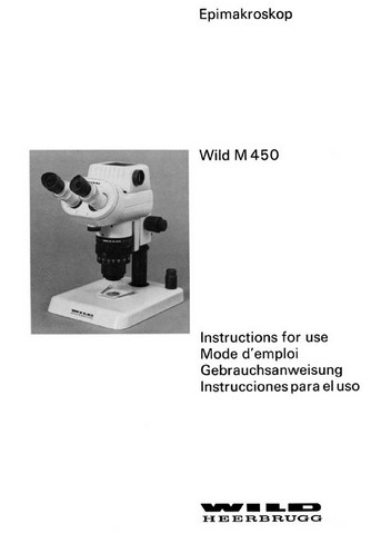 Wild M450 Epimakroskop Instructions for Use