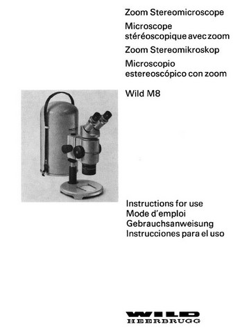 Wild M8 Stereo Microscope Instructions for Use