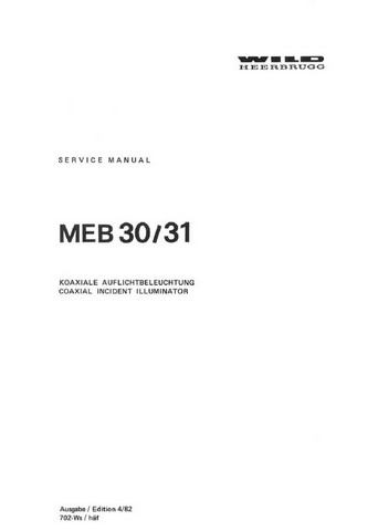 Wild MEB30-31 Coaxial Illuminator Service Manual