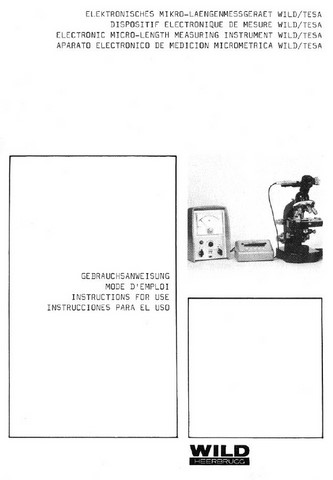 Wild Microscope Electronic Micro-Length Measuring Instrument Wild-Tesa