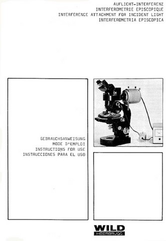 Wild Microscope Interference Attachment for Incident Light Manual