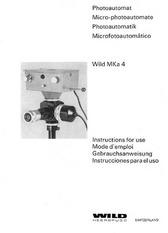 Wild Microscope Photoautomat MKa4 Instructions for Use