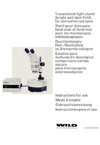 Wild Microscope Transmitted Light Stand Stereoscopes Manual