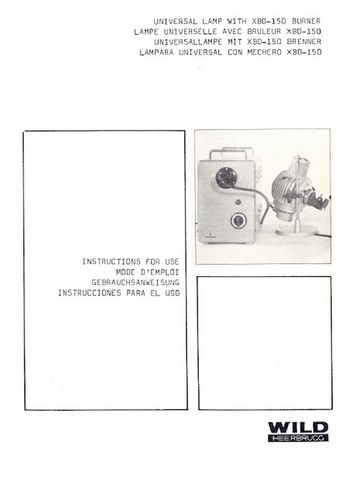 Wild Microscope Universal Lamp HBO 150 Manual