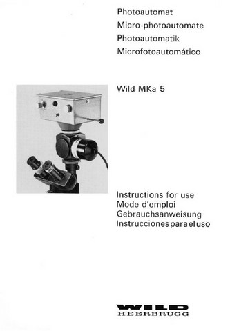 Wild Mka 5 Photoautomat Instructions for Use