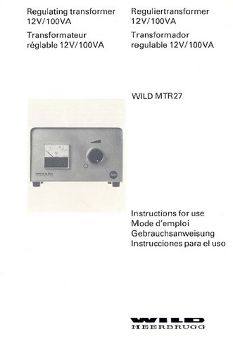 Wild MTR27 Microscope Transformer Manual