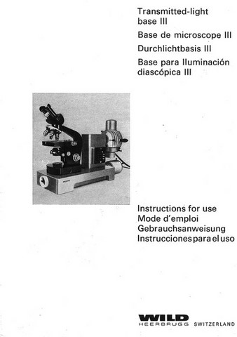 Wild Microscope Transmitted Lightbase III Manual