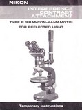 Nikon Interference Contrast Attachment Type R for Reflectled Light Temporary Instructions