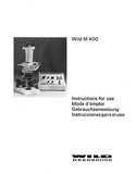 Wild M400 Macroscope Instructions for Use